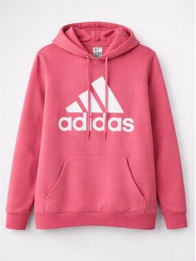 Adidas Pink Logo Hoodie Women’s Size Large Pullover Sweatshirt Pre-Owned